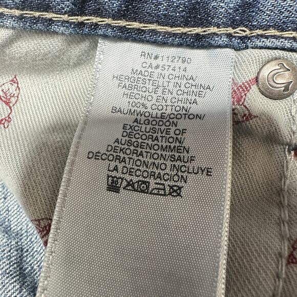 True Religion Jeans Mens 40x34 Section Straight Leg Blue Denim Distressed *Flaw - Picture 12 of 15